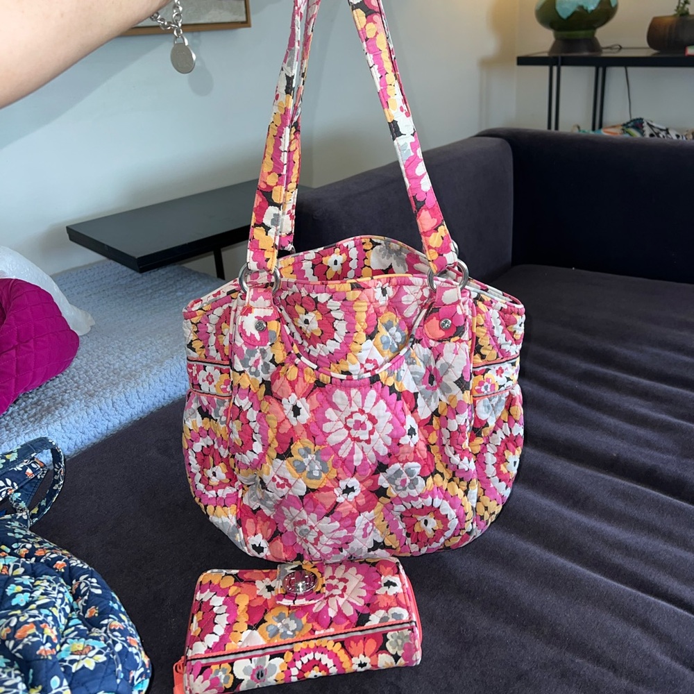 Orange and pink Vera Bradley purse and wallet